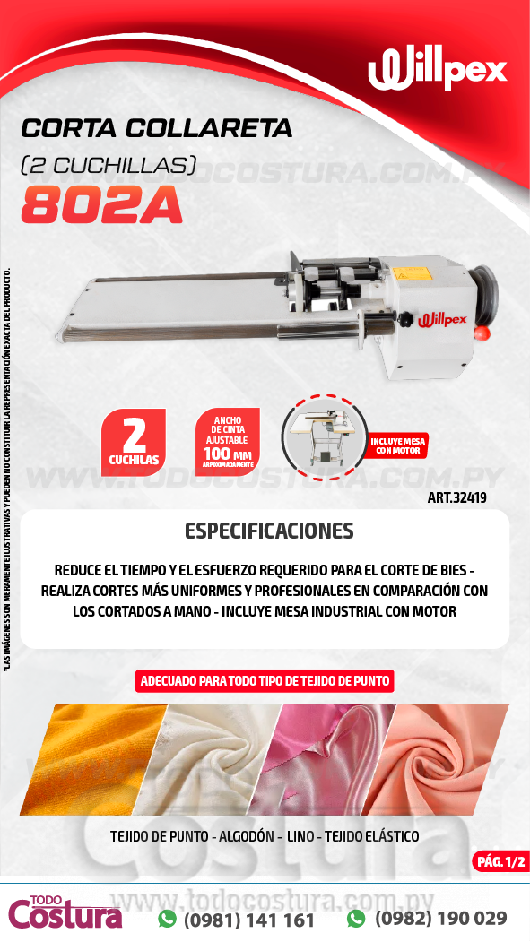 CORTA COLLARETA (2 CUCHILLAS) WILLPEX 802A